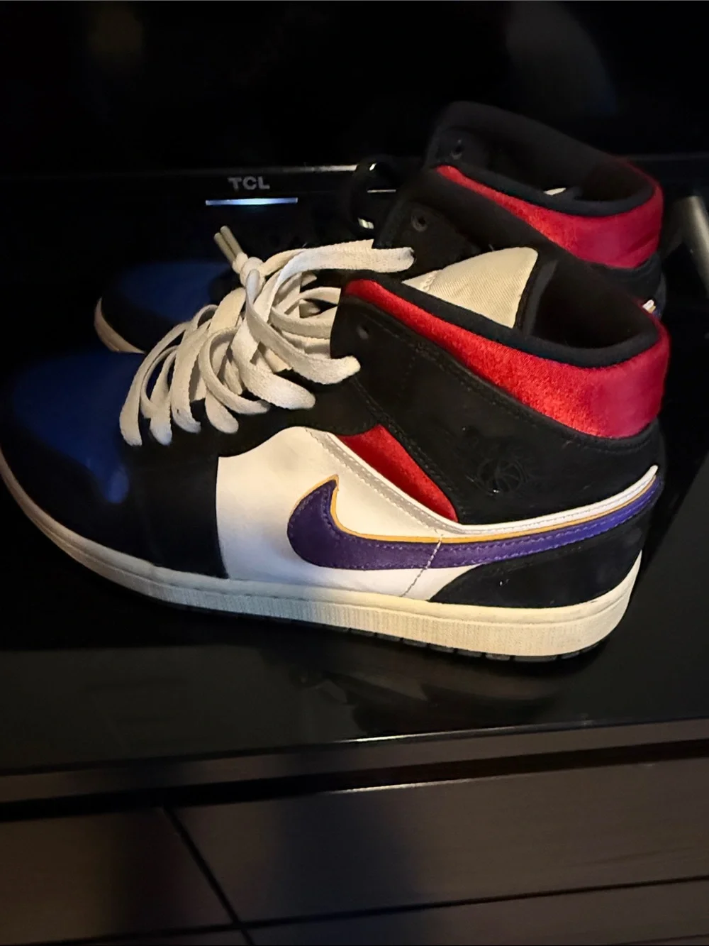 Jordan Kids High-Top Sneakers in Blue, Black and White